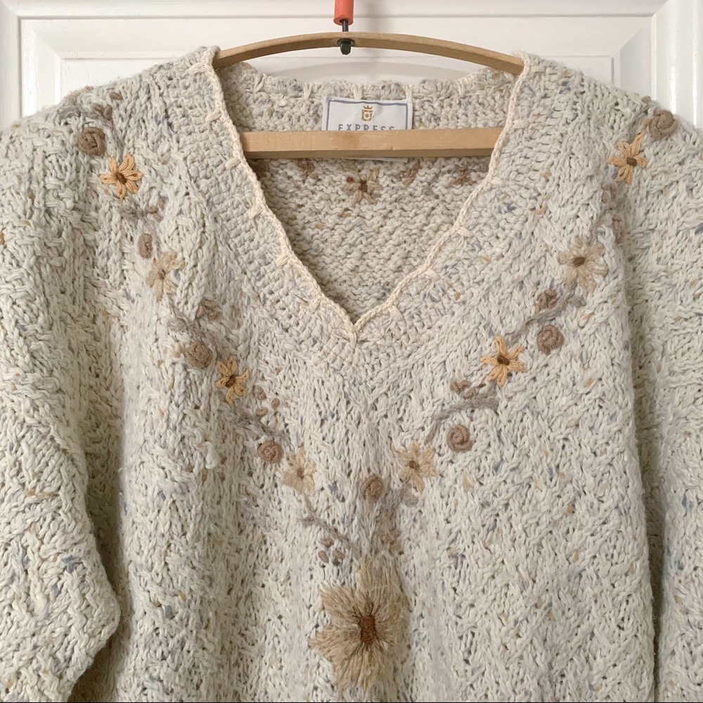 VTG Express Tricot Hand-knit Angora Sweater Size L